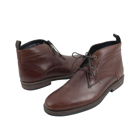 Nunn Bush Mens 11M Ozark II Plain Toe Chukka Boots Brown Leather Brogue Classic - Picture 1 of 8